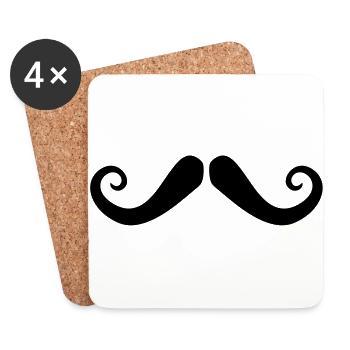 Moustache - Dessous de verre (lot de 4) - blanc - Devant