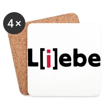 Liebe L(i)ebe L[i]ebe Love | Valentinstag Geschenk - Untersetzer (4er-Set) - Weiß - Vorne