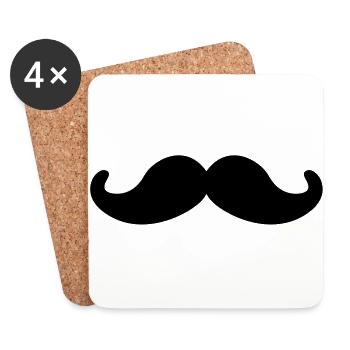 moustache - Dessous de verre (lot de 4) - blanc - Devant