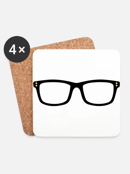 Brille - Untersetzer (4er-Set) - Weiß