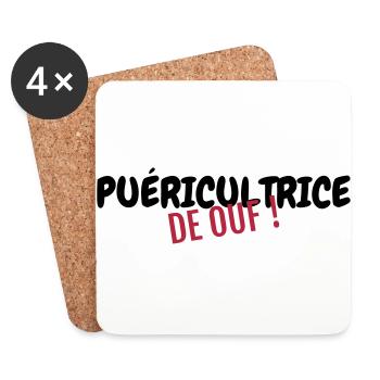 puéricultrice / puériculture / enfant / bébé - Dessous de verre (lot de 4) - blanc - Devant