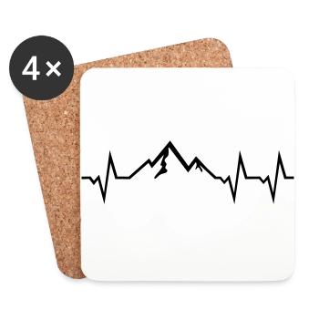 Mountain and ECG Heartbeat - Coasters (set of 4) - white - Front
