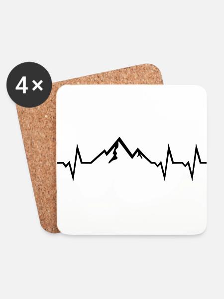 Berg Herzschlag, Berge EKG - Untersetzer (4er-Set) - Weiß