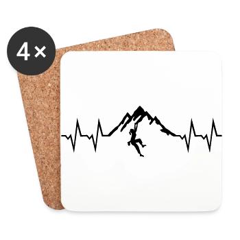 Klettern, Berg und EKG Herzschlag - Frau - Untersetzer (4er-Set) - Weiß - Vorne