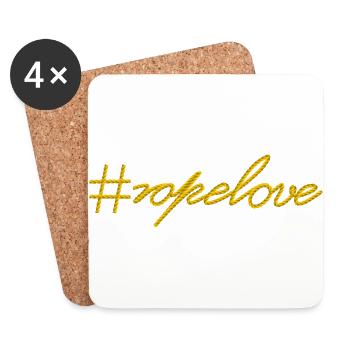 ropelove lettering rope love bondage rope hashtag - Coasters (set of 4) - white - Front