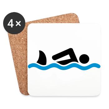 nager avec le requin - Dessous de verre (lot de 4) - blanc - Devant