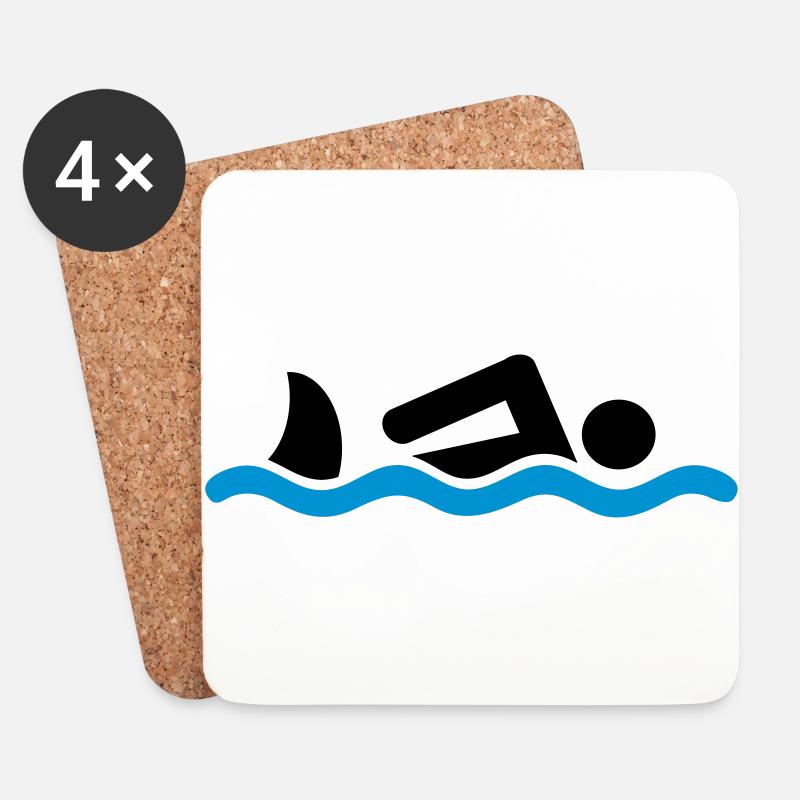 schwimmen mit Hai - Untersetzer (4er-Set) - Weiß