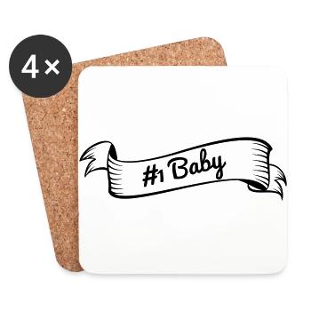 #1 bébé - Dessous de verre (lot de 4) - blanc - Devant