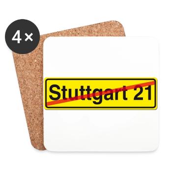 Stuttgart 21 Protest Strassenschild - Untersetzer (4er-Set) - Weiß - Vorne