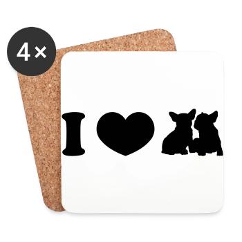 I ♥ frenchies - Untersetzer (4er-Set) - Weiß - Vorne