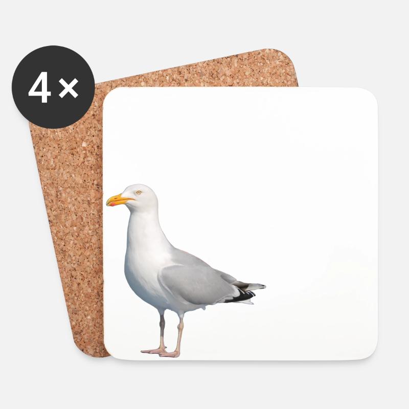 Möwe__Nordisch - Untersetzer (4er-Set) - Weiß