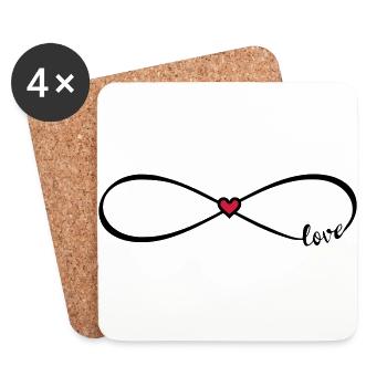 Infinity Love Font Infinity 8 Red Heart - Coasters (set of 4) - white - Front