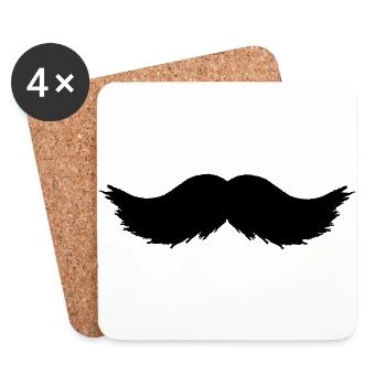 moustache - Dessous de verre (lot de 4) - blanc - Devant