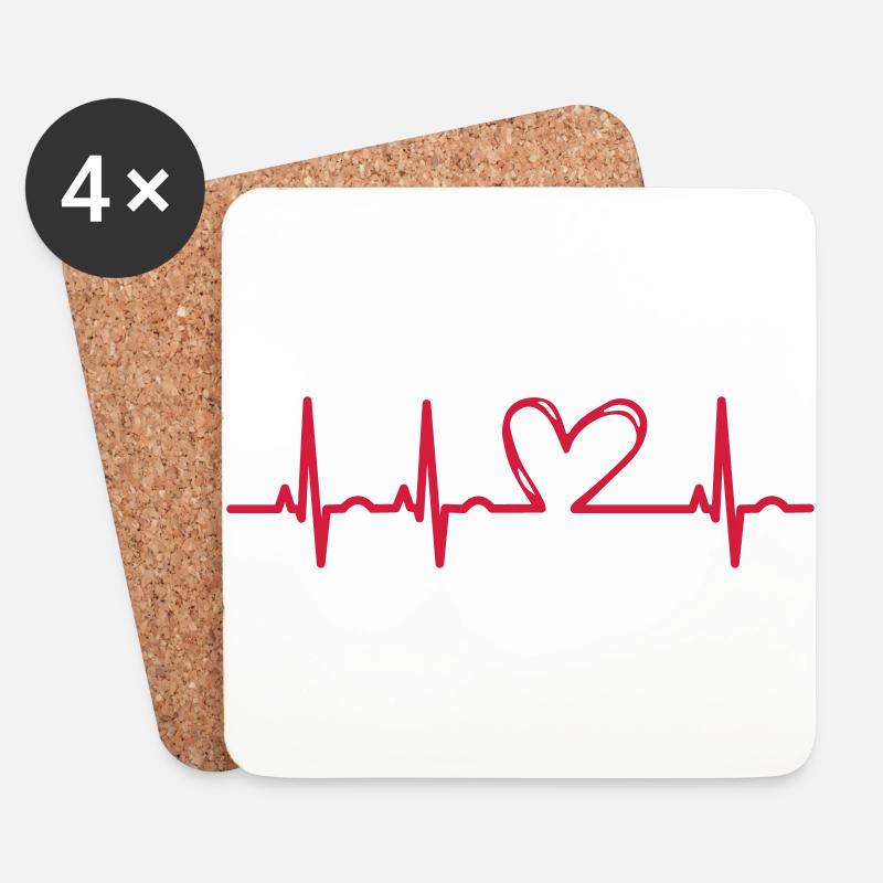 Herzschlag Herz EKG Geschenk Geschenkidee - Untersetzer (4er-Set) - Weiß