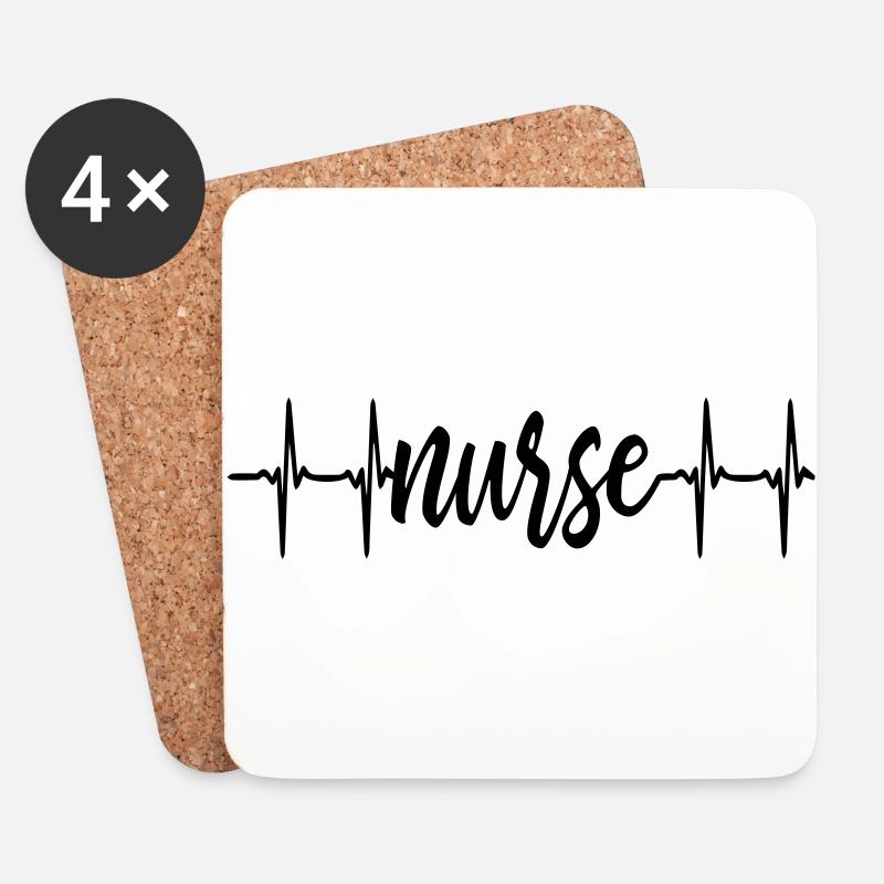 Heart Beat Nurse - Untersetzer (4er-Set) - Weiß