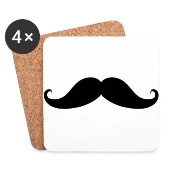 moustache - Dessous de verre (lot de 4) - blanc - Devant