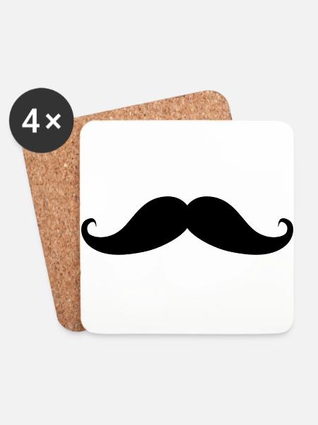 moustache - Dessous de verre (lot de 4) - blanc