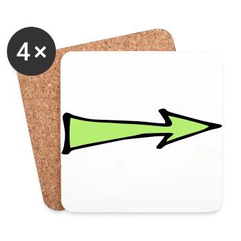 Flèche verte - Dessous de verre (lot de 4) - blanc - Devant