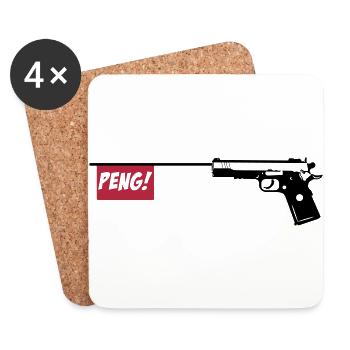 Pistole PENG 2c - Untersetzer (4er-Set) - Weiß - Vorne