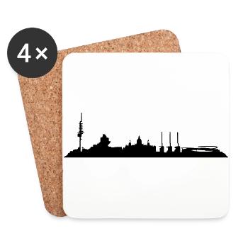 Hannover // Skyline // Silhouette // Skylineshirt - Untersetzer (4er-Set) - Weiß - Vorne