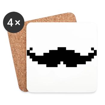 moustache pixel geek - Dessous de verre (lot de 4) - blanc - Devant
