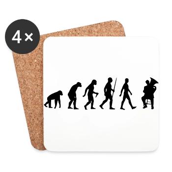 Tuba, tuba, joueur, musique, évolution des instruments - Dessous de verre (lot de 4) - blanc - Devant