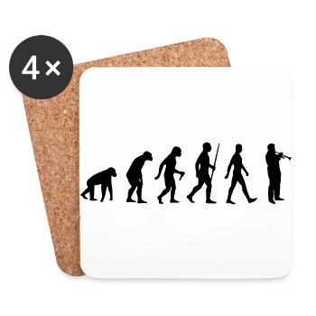Trumpet. Evolution, human, monkey music instrument - Coasters (set of 4) - white - Front