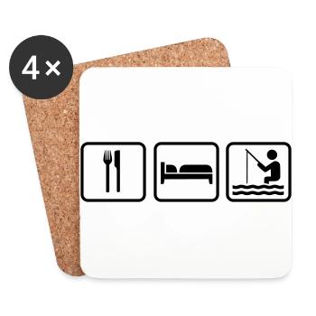 Eat Sleep Angeln, Eat Sleep Fishing - Coasters (set of 4) - white - Front