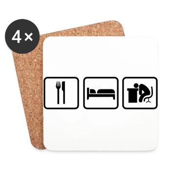 Eat Sleep Work, Essen Schlafen Arbeiten - Dessous de verre (lot de 4) - blanc - Devant