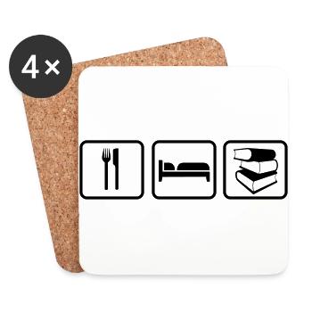 Eat Sleep Read - Untersetzer (4er-Set) - Weiß - Vorne