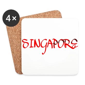 Singapour Ville-Etat Asie - Dessous de verre (lot de 4) - blanc - Devant