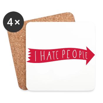 I HATE PEOPLE. - Untersetzer (4er-Set) - Weiß - Vorne