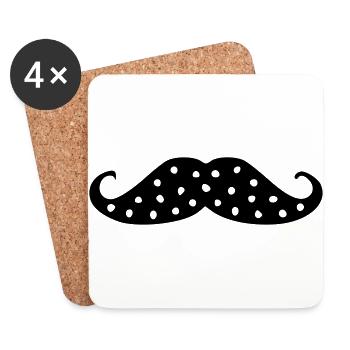 moustache à petit pois - Dessous de verre (lot de 4) - blanc - Devant