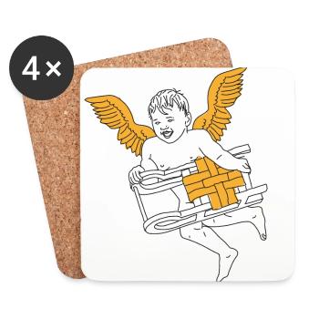 Angels with sleigh Christmas - Coasters (set of 4) - white - Front