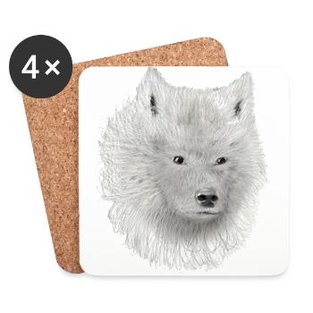 White Wolf Sketch - Coasters (set of 4) - white - Front