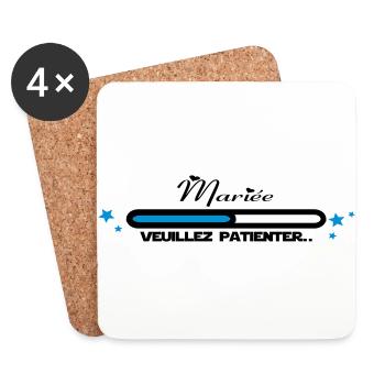 mariée veuillez patienter,citations,message - Dessous de verre (lot de 4) - blanc - Devant