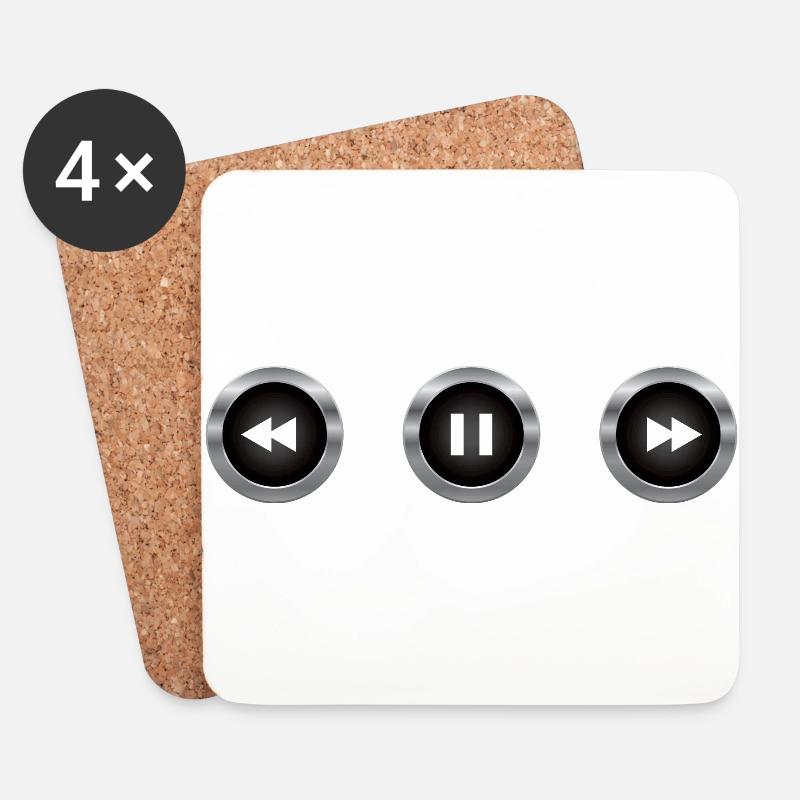 Audio-Steuertasten - Untersetzer (4er-Set) - Weiß