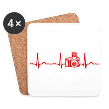 ECG HEARTBEAT CAMERA Red - Coasters (set of 4) - white - Front