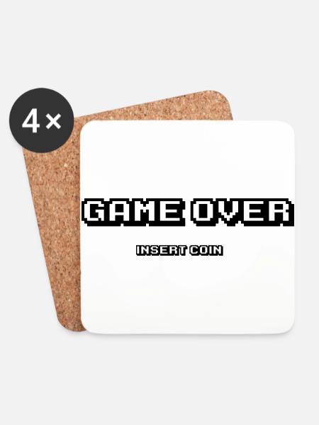 Game over insert coin - Coasters (set of 4) - white