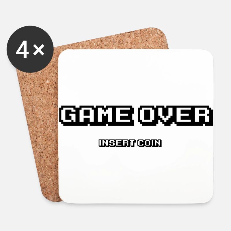 Game Over insert coin - Untersetzer (4er-Set) - Weiß