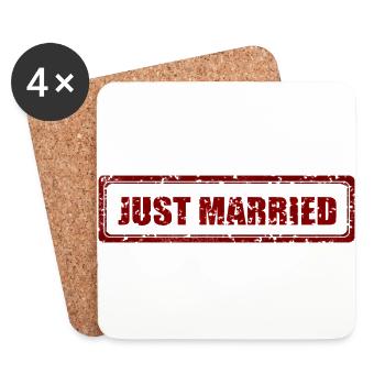 Just Married Frisch Verheiratet Heirat Geheiratet - Untersetzer (4er-Set) - Weiß - Vorne