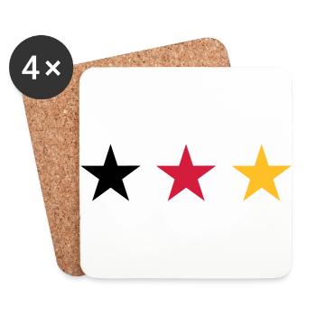 Trois étoiles drapeau Allemagne - Dessous de verre (lot de 4) - blanc - Devant