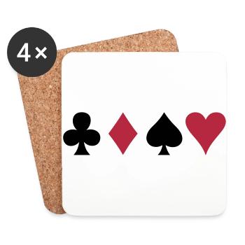 Alle vier Poker-Karten Karten-Anzüge in einer - Untersetzer (4er-Set) - Weiß - Vorne