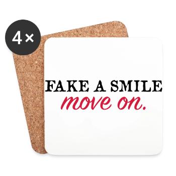 Fake a Smile and Move On - Dessous de verre (lot de 4) - blanc - Devant