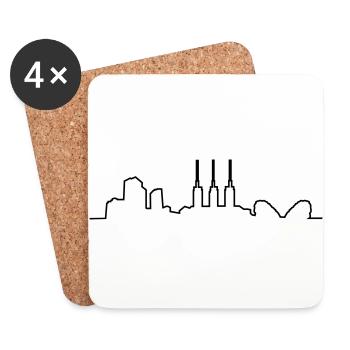 Hannover // Skyline // Silhouette // Skylineshirt - Untersetzer (4er-Set) - Weiß - Vorne
