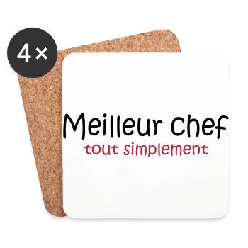 Meilleur chef tout simplement - Dessous de verre (lot de 4) - blanc - Devant