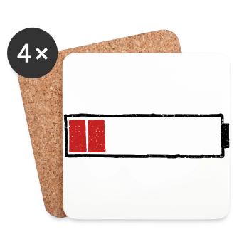 Barre de charge de la batterie vide et déchargée - Dessous de verre (lot de 4) - blanc - Devant