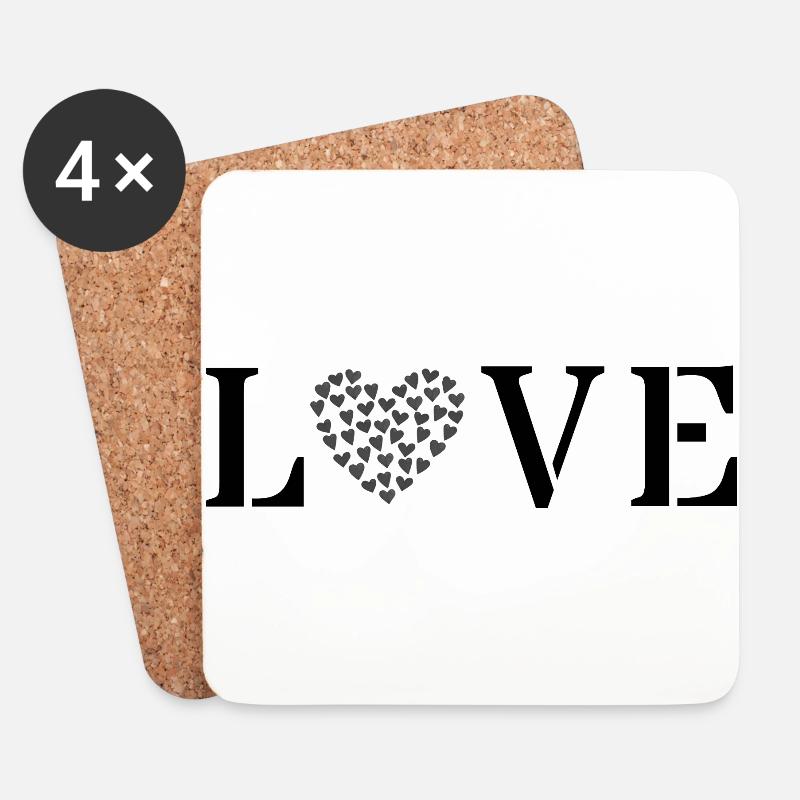 LOVE Motiv | minimalistisch schwarz - Untersetzer (4er-Set) - Weiß