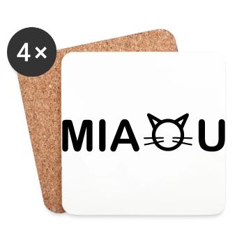 Miaou - Dessous de verre (lot de 4) - blanc - Devant