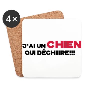 un chien qui déchire - Dessous de verre (lot de 4) - blanc - Devant